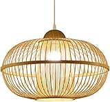 QETGISLL Chandeliers Bamboo Pendant Lamp Dining Room Droplight Lighting Fixture E27 Handmade Rattan Ceiling Light Shade Interior for Bedroom Kitchen
