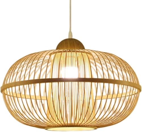 QETGISLL Chandeliers Bamboo Pendant Lamp Dining Room Droplight Lighting Fixture E27 Handmade Rattan Ceiling Light Shade Interior for Bedroom Kitchen