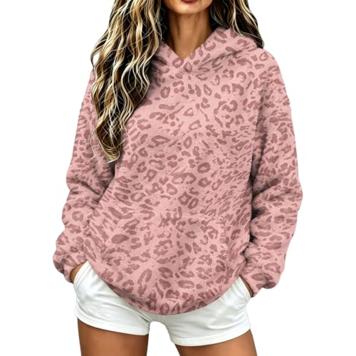 Cheetah Print Hoodie Fuzzy Flannel Loose Fit Oversized Hoodies for Women - image 7