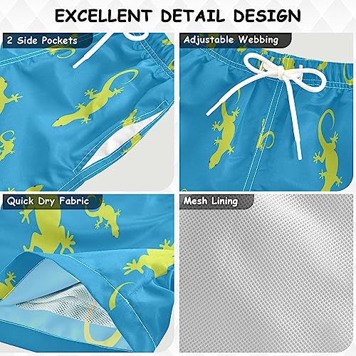 Eionryn Cute Green Lizard Boys Swim Trunks Toddler Beach Board Shorts Quick Dry Kids Swimwear Bathing Suits 2T2