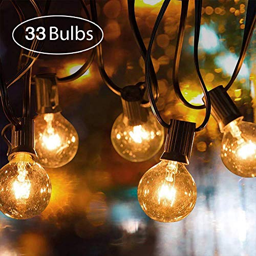 GEEDIAR Guirlande Lumineuse Exterieur, 33 Ampoules 9.15M Longue Câble Blanc Chaud étanche IP44 Guirlande d'Eclairage Décoration de Noël/Mariage/Fête/Anniversaire