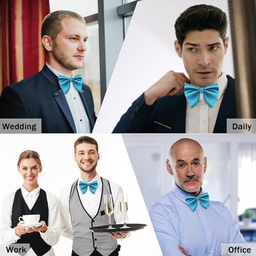 Image of Mens Bow Tie Pre Tied Oversized Bow Ties for Men Satin Bowties for Tuxedo Wedding Party Banquet