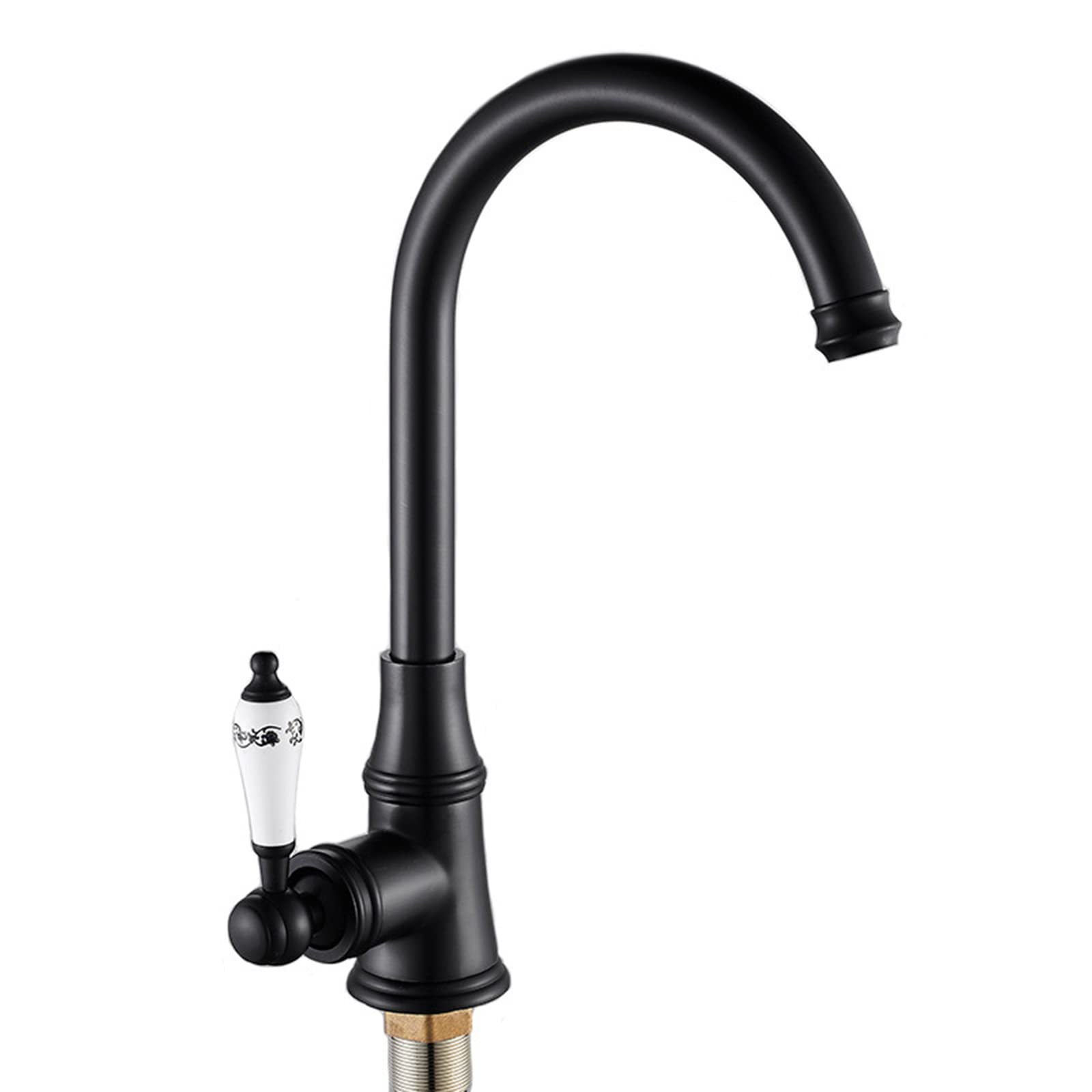 VDOQTLJT Kitchen Faucet Brass Black Sink Deck Mounted Hot and Cold Water Faucets Single Handle Commercial Mixer Taps 360° Rotation