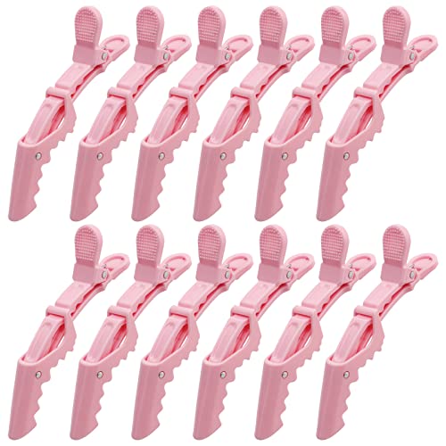 Aco-Uint 12Pcs Pink Hair Clips For Styling Sectioning, Alligator Hair Clips Salon Hair Clips Professional Alligator Clips For Hair, Hair Styling Clips Hair Accessories For Women #TOP10
