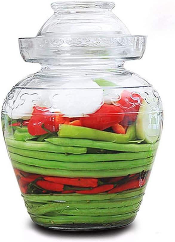 ETITSA Glass Jar with Lid 2.5 Liter Fermentation Jar, Wide Mouth Large Fermenting Kit Crock with Water Seal Airlock Lid, Pickle Jar for Pickles Kimchi, Sauerkraut, Kombucha, Wine Brewing