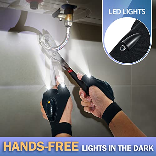 Mens Women Gifts Led Flashlight Gloves Waterproof-Gifts For Dad Grandpa Papa Rechargeable Lighted Glove Lights Finger Cool Gadgets Tools Gift Ideas Unique Birthday Present For Husband Stocking Stuffer #TOP1