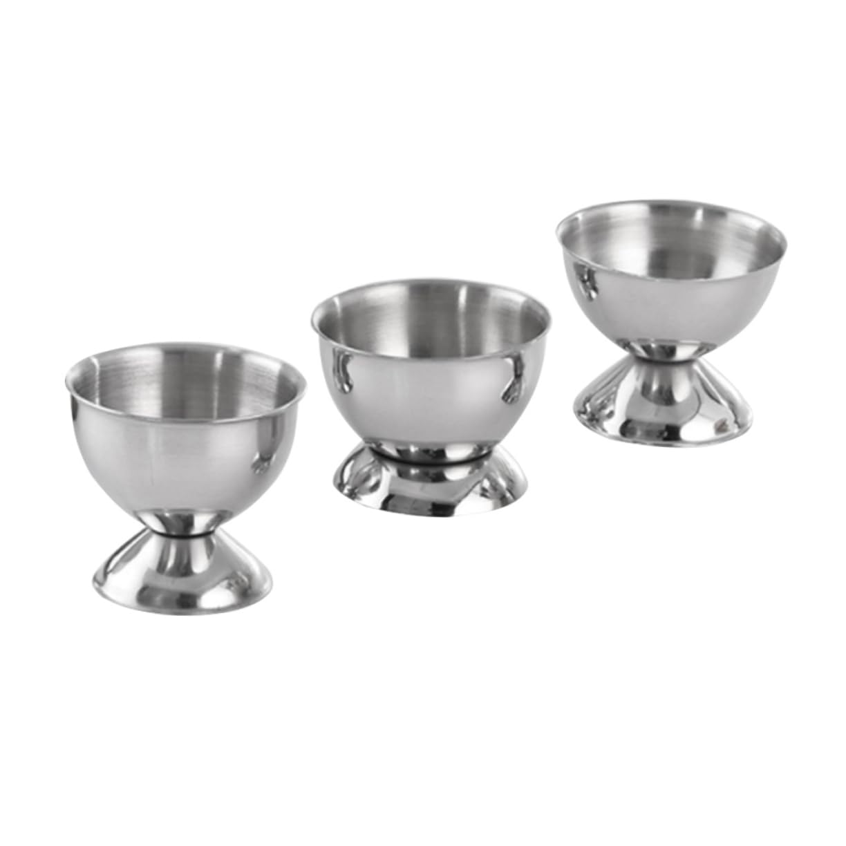 NAMOARLY 3pcs Creative Egg Cup Stainless Steel Egg Rack Egg Holder Egg Tray Silver