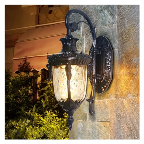 Applique de nuit extérieure E27 bronze et verre pour porte de garage