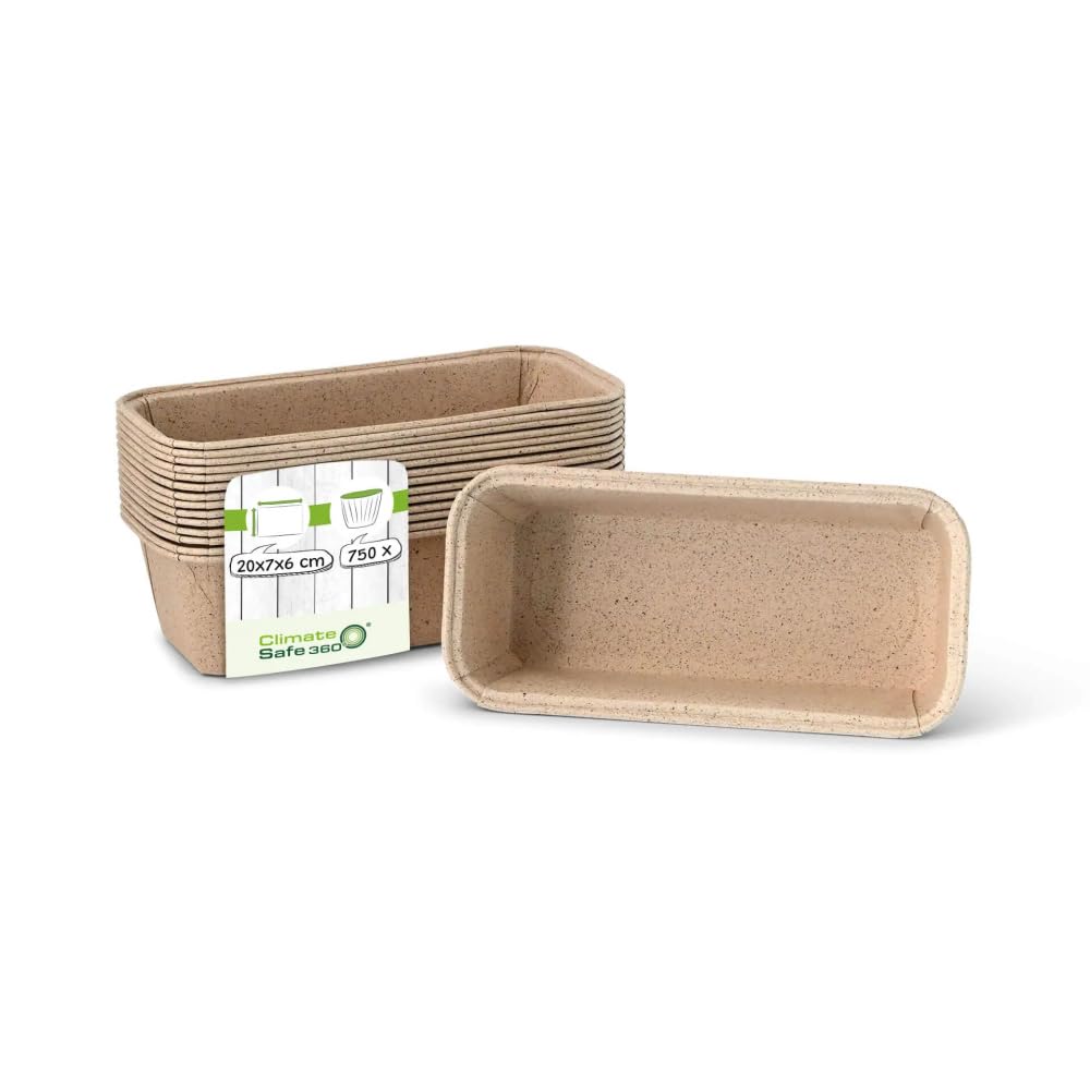 GREENBOX - Kakaopapier-Backformen 20 x 7 x 6 cm, rechteckig, braun, 750 St.