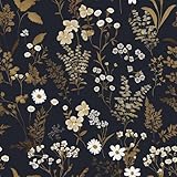 Top 10 Best Waterproof Wallpaper for Bathroom Reviews 7 Laatse Dark Floral Wallpaper Peel and Stick 17.5' x 393' Navy Gold Leaf Wallpaper Vinyl Waterproof Self-Adhesive Boho Botanical Wall Paper Navy Blue Decor for Bathroom Bookcase Bedroom Cabinet