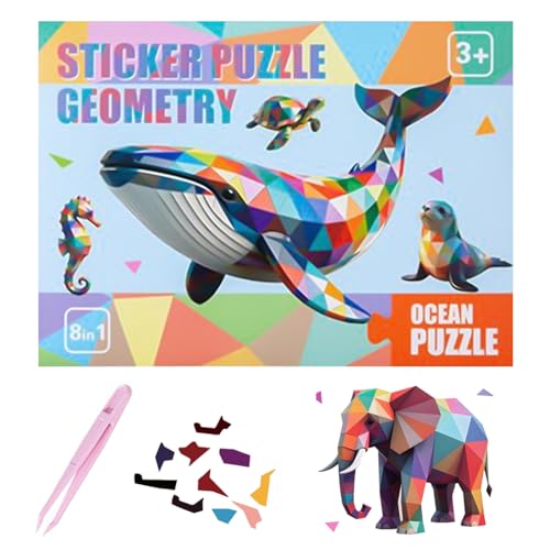 Paint by Sticker - Apprentissage Géométrique Amusant Réutilisable,Kit d'Autocollants Numérotés Mignons pour | Cadeau pour Adultes Maison École Bureau Fête