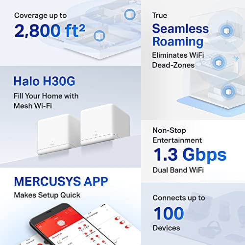 MERCUSYS ROTEADOR WI-FI MESH NA CASA TODA AC1300 HALO H30G (PACK C/2)