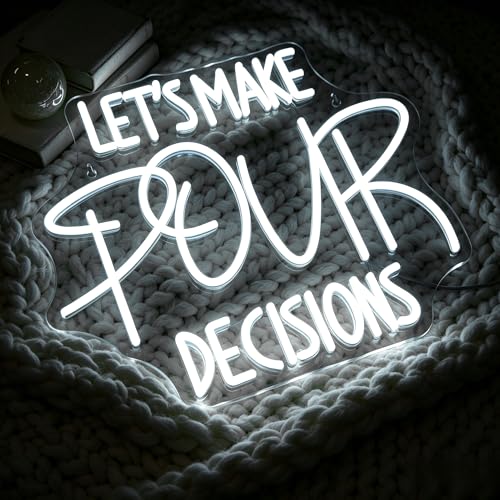 Image of White Neon Sign Led Neon Lights Signs for Wall Decor USB Powered Led Signs for Room Decoration-Let's Make Pour Decisions
