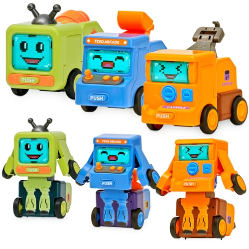 Tippi Transforming Truck Robots - Set of 3 Friction Powered Cars - Transform Into Robots - Truck Toys For 2,3,4 Year Old Boys - Fun Cars For Toddlers