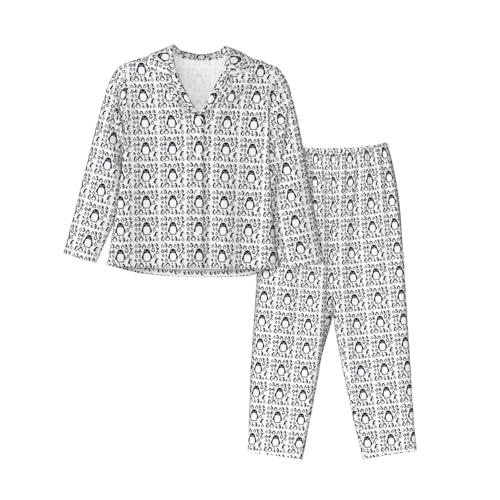 Pyjama pingouin femme ensemble manches longues vêtements de nuit amples