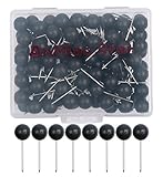 AnMiao Star 100pcs Map Tacks Push Pins 1/4 Inch Diameter Plastic Round Head and Steel Needle Points,Used for Marking Variety DIY Craft Office and Home on Map,Bulletin Board or Cork Boards（Black）