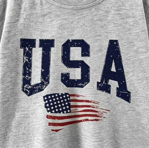 Image of Toddler Girls 4th of July T-Shirt American Flag Popsicle Print Cotton Kids Boys Independence Day Tees