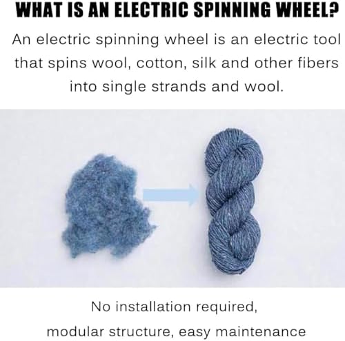 Adjustable Speed Electric Spinning Wheel for Wool & Fiber, 12V Yarn Spinner, 800RPM Max, 4oz Capacity, Forward/Reverse, Lightweight & Portable, Black