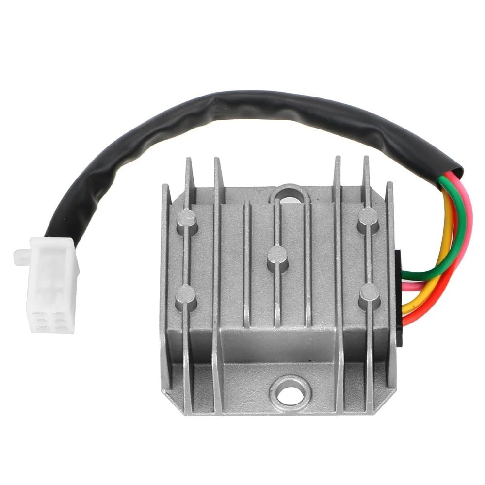 Prostownik motocyklowy, uniwersalny regulator napięcia do motocykla, 4-żyłowy stabilizator napięcia, 4-biegunowy, 12 V, pasuje do skutera GY6 50 150-250 CC ATV, motoru, łodzi (srebrny)