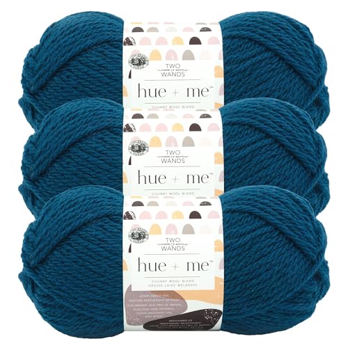 Image of Lion Brand Yarn, Hue + Me Chunky Yarn for Crocheting, Knitting, and Crafts, Deep Sea, 3 Pack