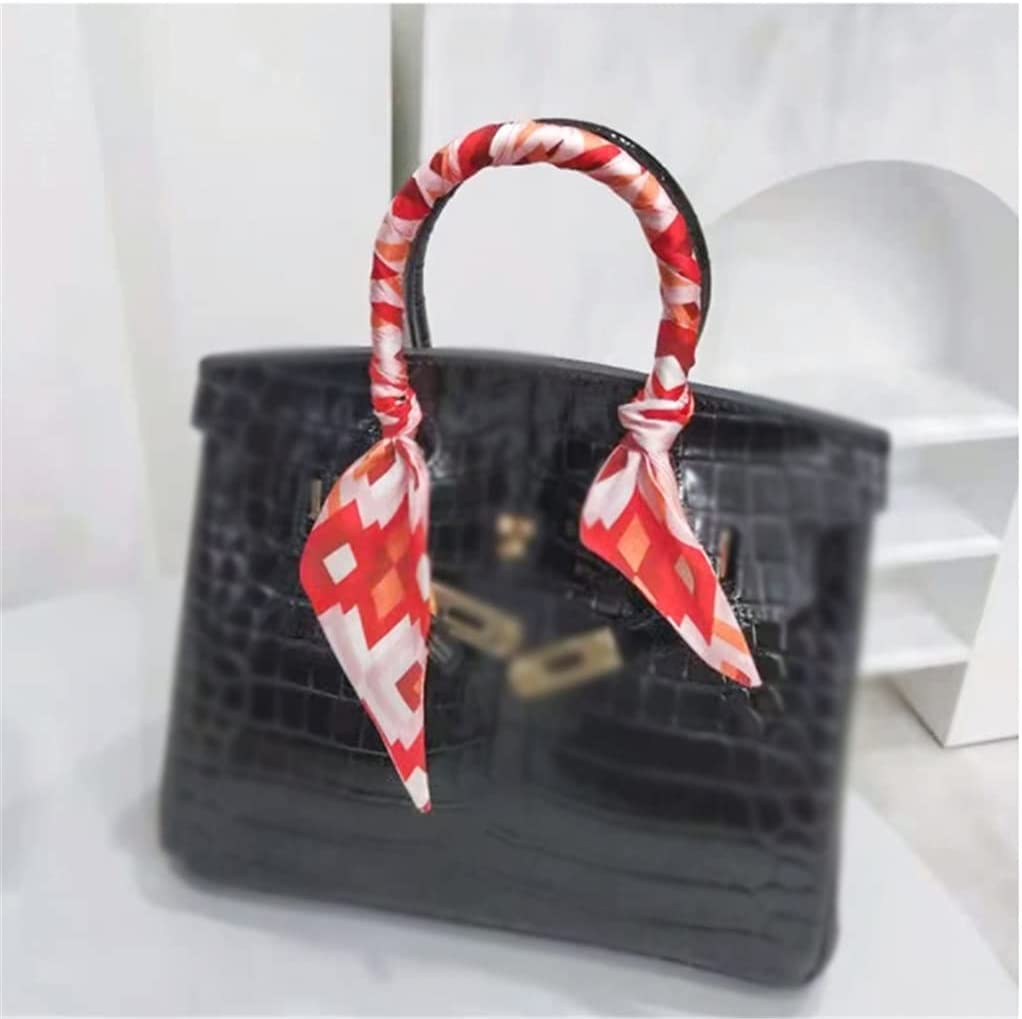 Bufanda de Mujer Bufanda Cuadrada Estampado de Corbata de Pelo Pañuelo de Seda Satinada Pañuelo de Cabeza para Mujer Bufanda de Seda de Tira Larga pequeña (C 6 * 125CM)