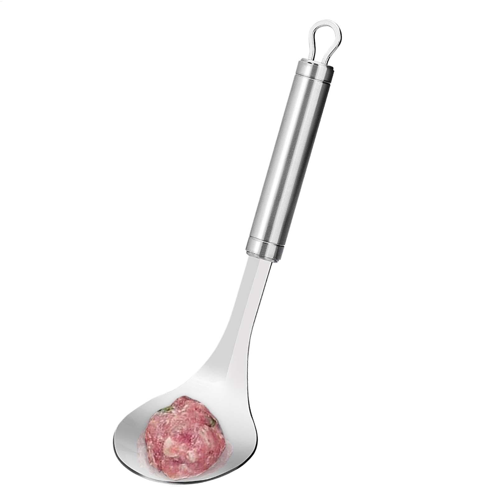 Cuchara de albóndigas de acero inoxidable antiadherente con mango largo para moldear fácil