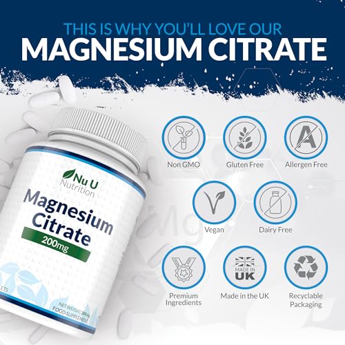 Magnesium Kapseln von Nu U Nutrition mit 200mg Magnesiumcitrat