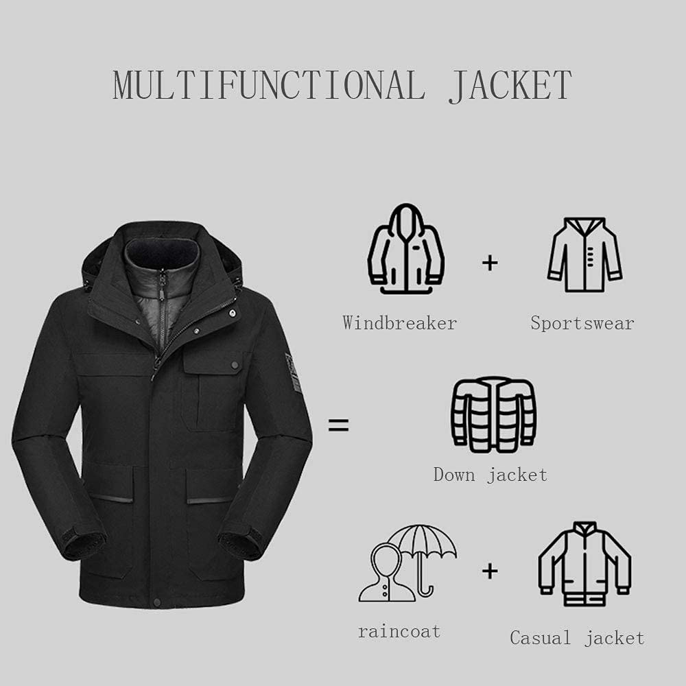MU Herren-Wasserdichte Ski-Jacke - Daunenjacke - Fleece-Windundurchlässiger Berg Winter Schnee Jacke Warmen Outdoor Sports-Regen-Mantel Mit Kapuze Kleidung Geeignet/Grey/6Xl