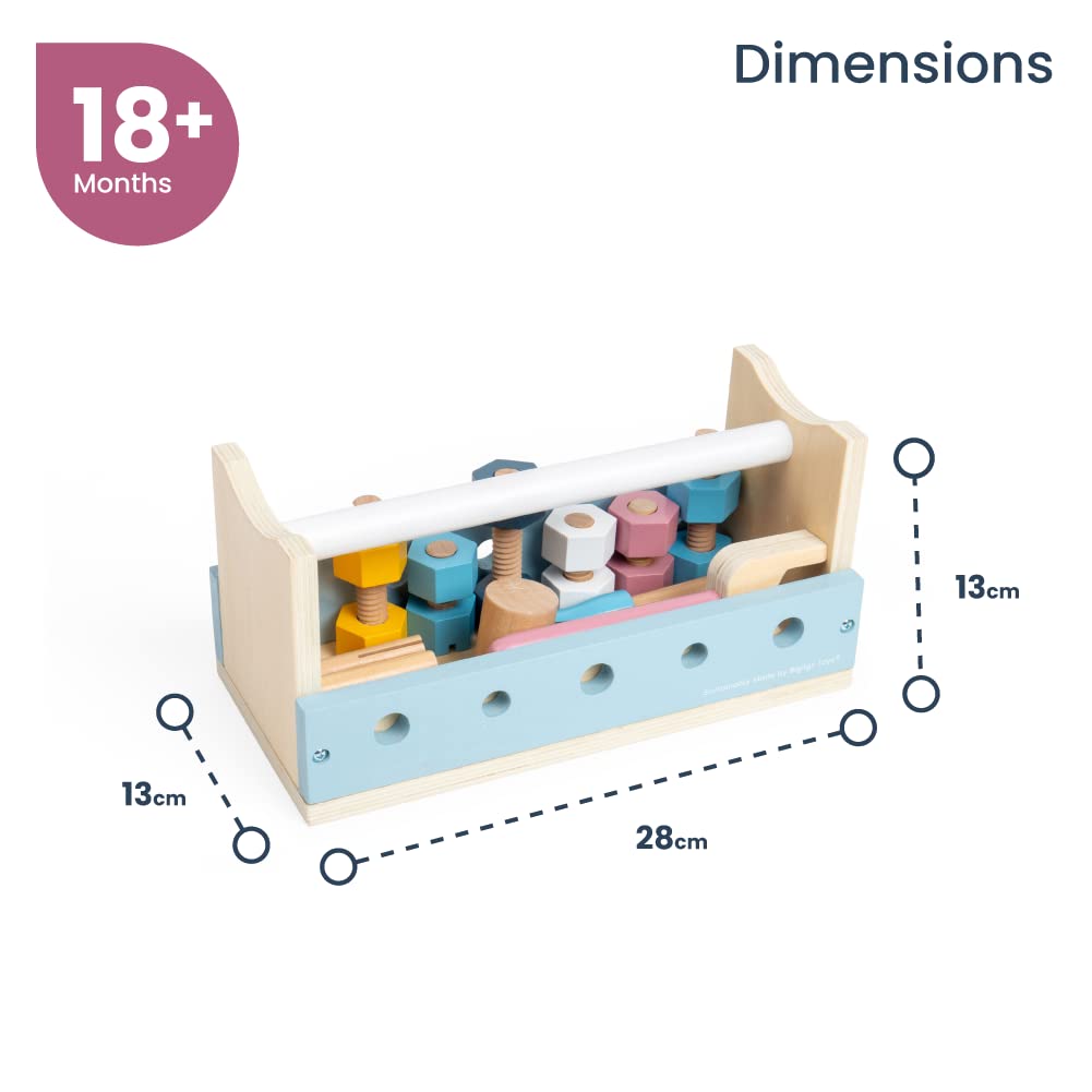 Bigjigs Toys FSC Certified Activity Workbench - Eco-Friendly Toddler Workbench & Kids Tool Bench with Wooden Tools for 12+ Months, Quality Role Play Construction Toys