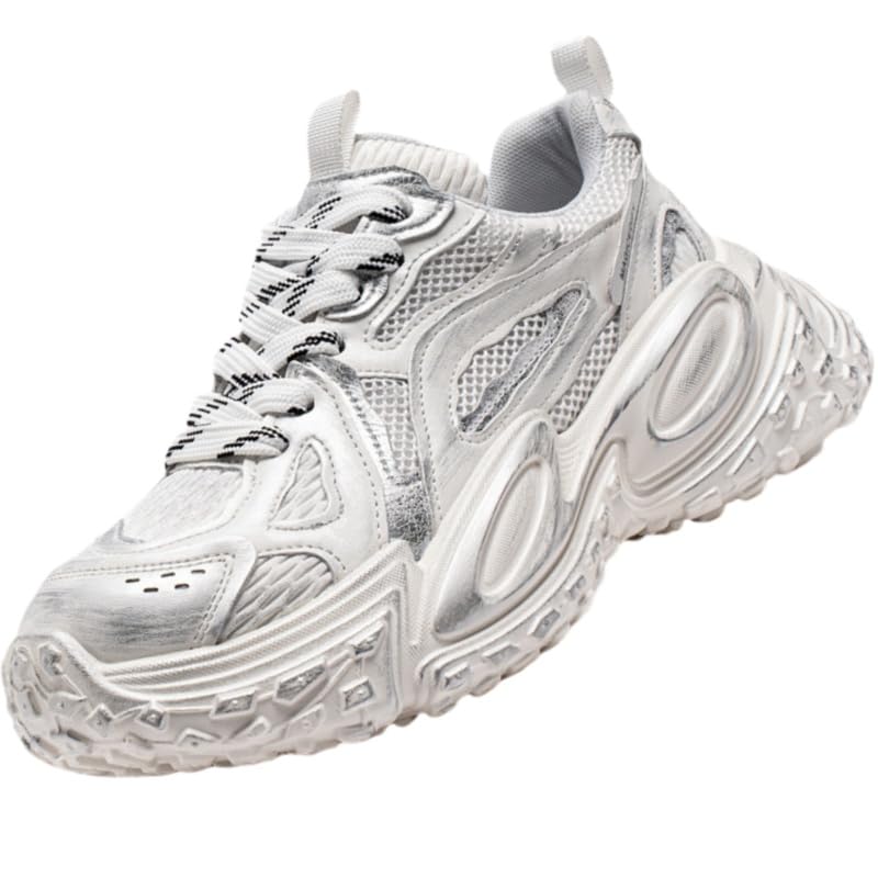 Large-Sized Men's Fashionable Sports Shoes with Breathable mesh, wear-Resistant Rubber Soles, Thick Soles and Height-Increasing Features for Daily Outdoor use