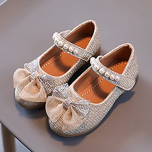 Girls Sandals Children Flat Heels Princess Shoes Kids Sandals Comfortable Soft Soles Leather Shoes Slippers Kids Girl (Gold, 23 Toddler)4