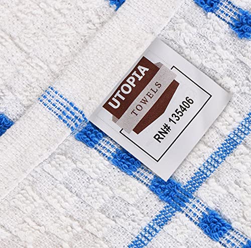 Utopia Kitchen Towels [12 Pack], 15 X 25 Inches, 100% Ring Spun Cotton Super Soft And Absorbent Linen Dish Towels, Tea Towels And Bar Towels Set (Blue) #TOP2