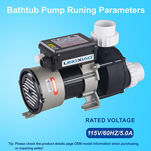 Image of SPA Bath Pump & Hot Tub Bath Pump - LX Bathtub Pump 110V - 120V, 0.75HP, 1.5 inch Port, Compatible with OEM Models - (Model: WCH75)