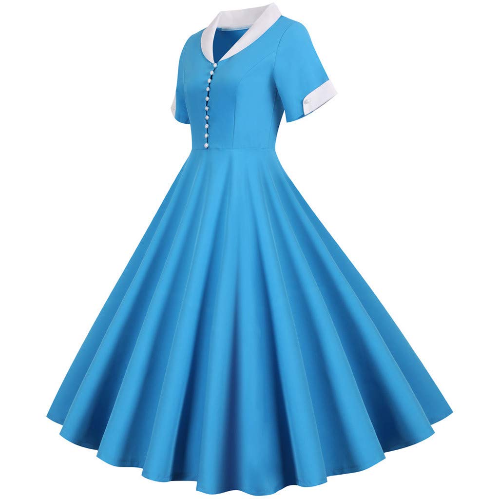 Abiti da Donna Vintage Anni '50 a Manica Corta con Scollo a V Abiti a Manica Lunga Abiti da Donna Estivi Eleganti da Ballo Abiti da Cocktail Vintage