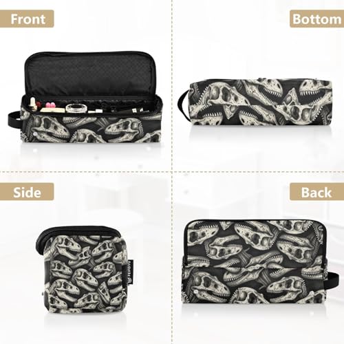 Organizador de Viaje para Herramientas de Cabello con Protección Térmica y Diseño de Calaveras de Dinosaurio Bolsa Negra para Mujeres miniatura 5