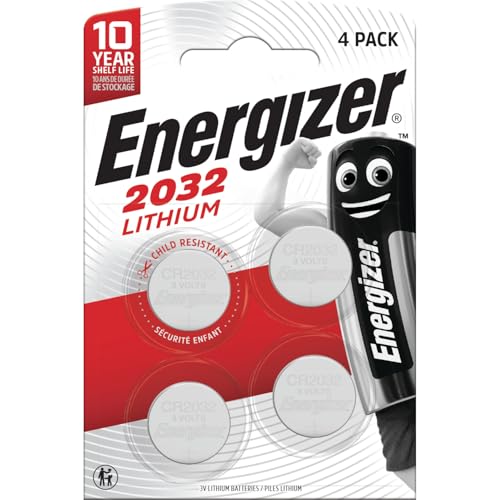 Energizer Lithium - CR 2032 Knopfzelle 3V Batterien (4 Stück) - Air Tag, Autoschlüssel, Fitnesstracker, medizinische Geräte - 10 Jahre lagerfähig