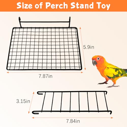 BNOSDM Stainless Steel Grid Platform for Parakeet 4 PCS Bird Perches Platform Parrot Stand with Climbing Ladder Bird Cage Accessories for Small to Large Birds (L) - Thumbnail 2