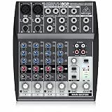 Potencia eléctrica de 13 W Behringer XENYX 802 color negro, Mezclador para DJ, 8 puertos