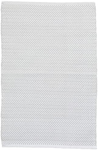 Dash and Albert Herringbone Pearl Grey/White Handwoven Indoor/Outdoor Rug, 2 X 3 Feet, Grey/White Geometric Pattern