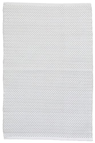 Dash And Albert Herringbone Pearl Grey/White Handwoven Indoor/Outdoor Rug, 2 X 3 Feet, Grey/White Geometric Pattern #TOP19