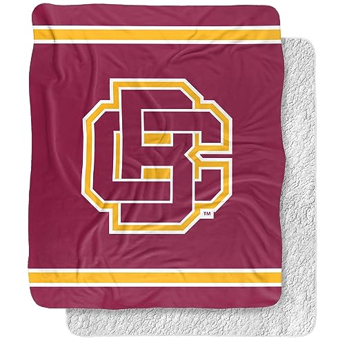 Bethune-Cookman University Blanket, 50"x60" Primary Logo Stripes Silky Touch Sherpa Back Super Soft Throw Blanket