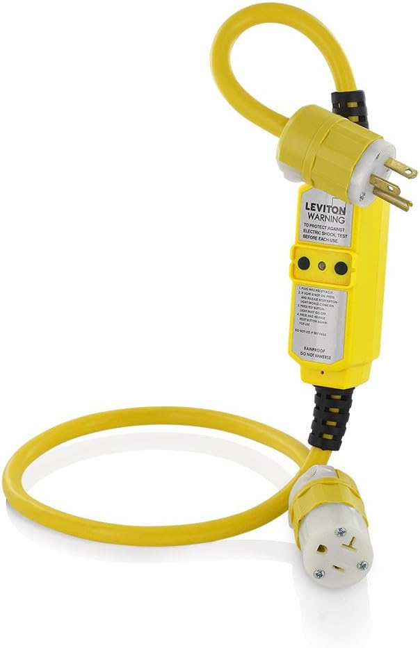 Leviton GFM20-3C 20-Amp 120-volt Manual Reset 3-Feet Cord Set, Yellow