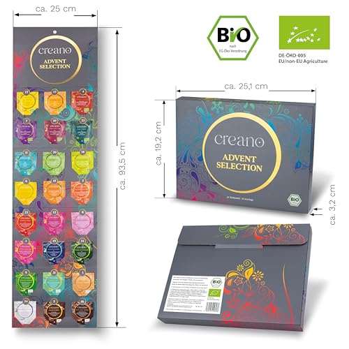 Image of Creano Organic Tea Advent Calendar - Tea Gift Set Sampler - 24 Tea Bags in 24 delicious varieties - consisting of herbal, fruit, spiced and authentic tea blends*