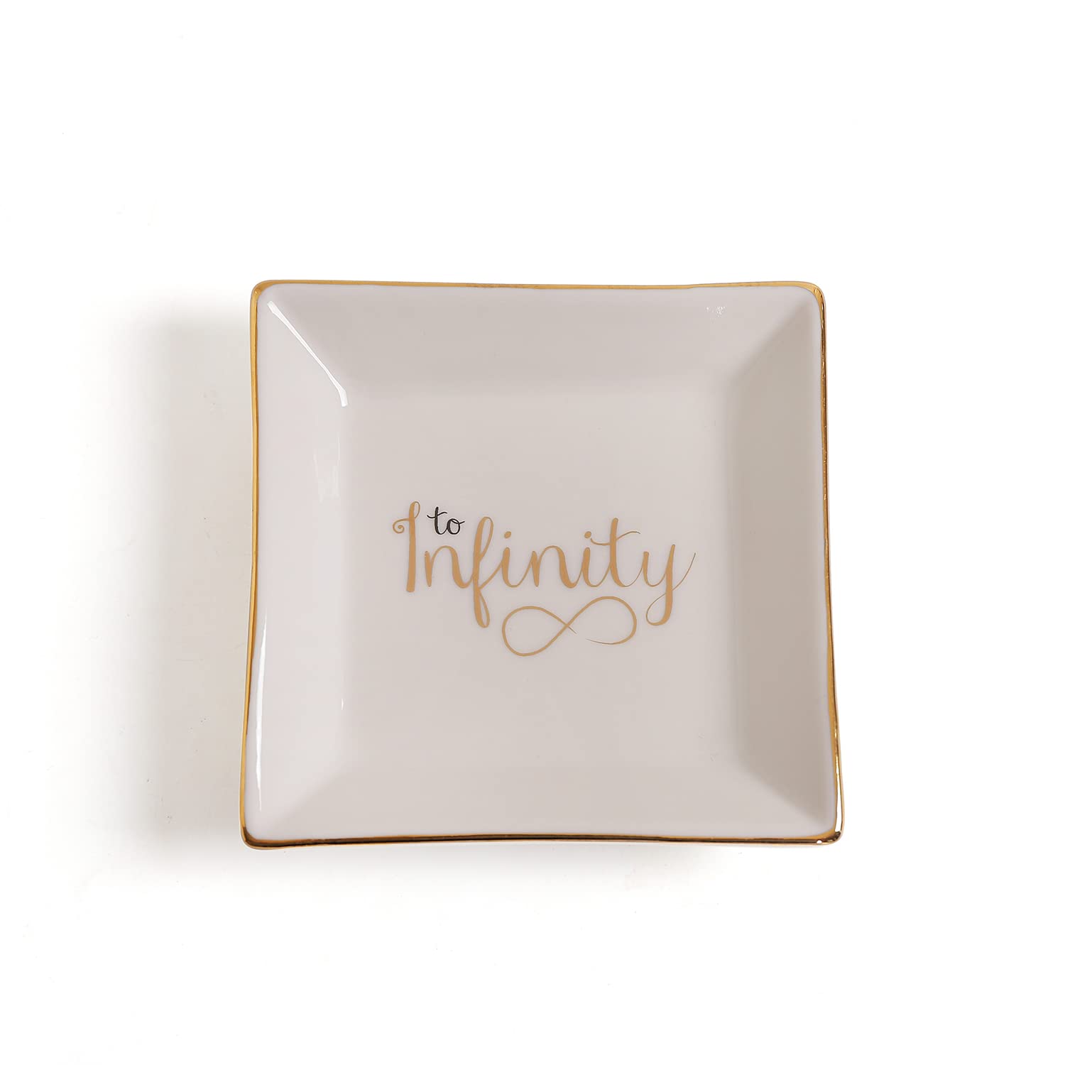 Gmstelle Ceramic Round Shape Porcelain Ring Tray for Women, White