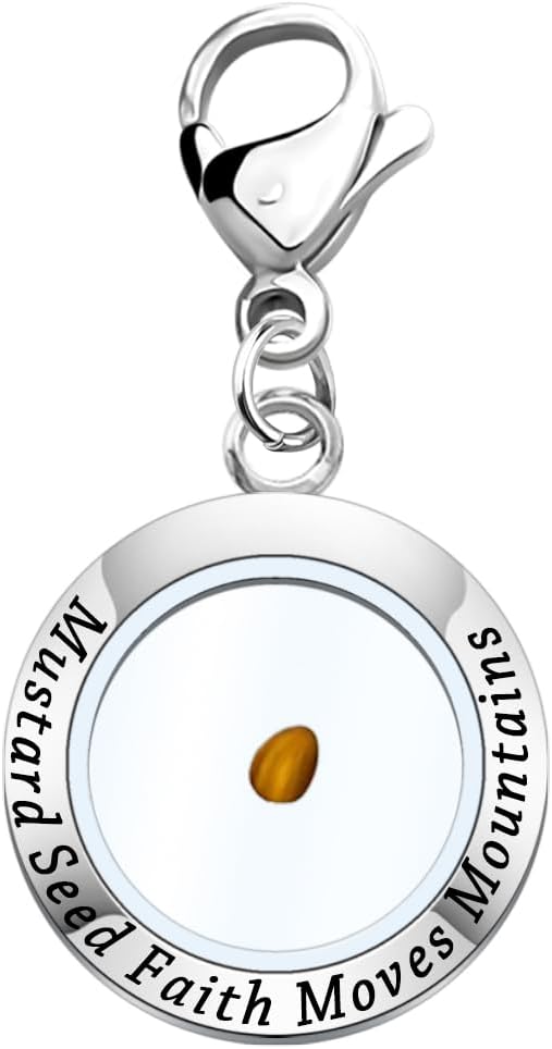 FEELMEM Mustard Seed Zipper Pull Mustard Seed Faith Moves Mountains Christian Faith Pendant Clip On Charm Religious Gift