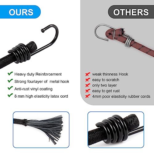 Cuerda elástica de 8 mm con ganchos resistentes para exteriores 8