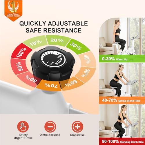Image of Exercise Bikes for Home,Spin Bike with Adjustable Magnetic,Brake Pad Resistance Silent Belt Drive,350lbs /300lbs Weight Capacity &Upgraded Version Seat for Home Cardio&Weight Loss(QM-530W)