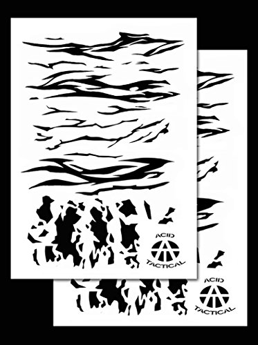 Acid Tactical® 2 Pack - 9X14" Single Design Camouflage Airbrush Spray Paint Stencils - Duracoat Cerakote Gun #TOP22