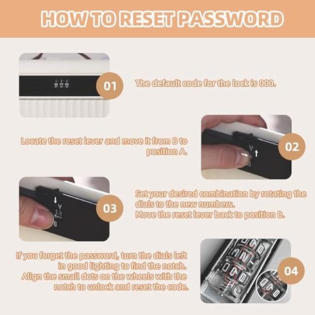 Portable Lockable Storage Box with Handle ¨C Secure Organizer Case for Home, Office, or Travel ¨C Durable Plastic Construction with Combination Lock, Elegant White Design 11 * 8.6 * 7inch