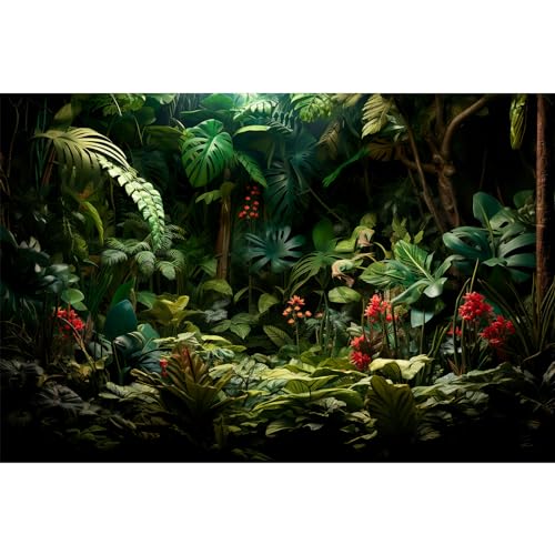 Image of Rainforest Leaves Aquarium Background Jungle Green Leaf Texture Fish Tank Background Tropical Flowers Leaves Foliage Reptile Tank Backgrounds Tropical Jungle Reptile Enclosure Backgrounds 48x24in